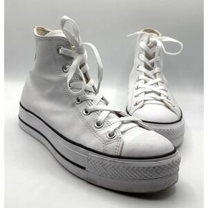 CONVERSE‎ Chuck Taylor All Star Lift Shoe Women's Size 10 White Leather High Top